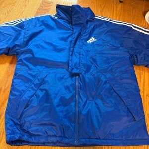 ⭐️adidas Men's Royal Blue Windbreaker Jacket with White Stripes